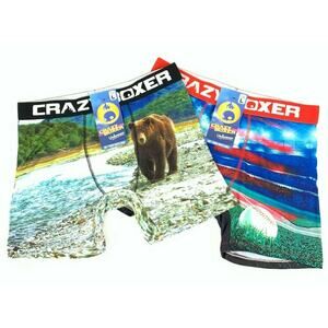 Crazyboxer All Star 2 Pack Soft Grizzly and Baseball Boxer Briefs Sz L NEW w Tag